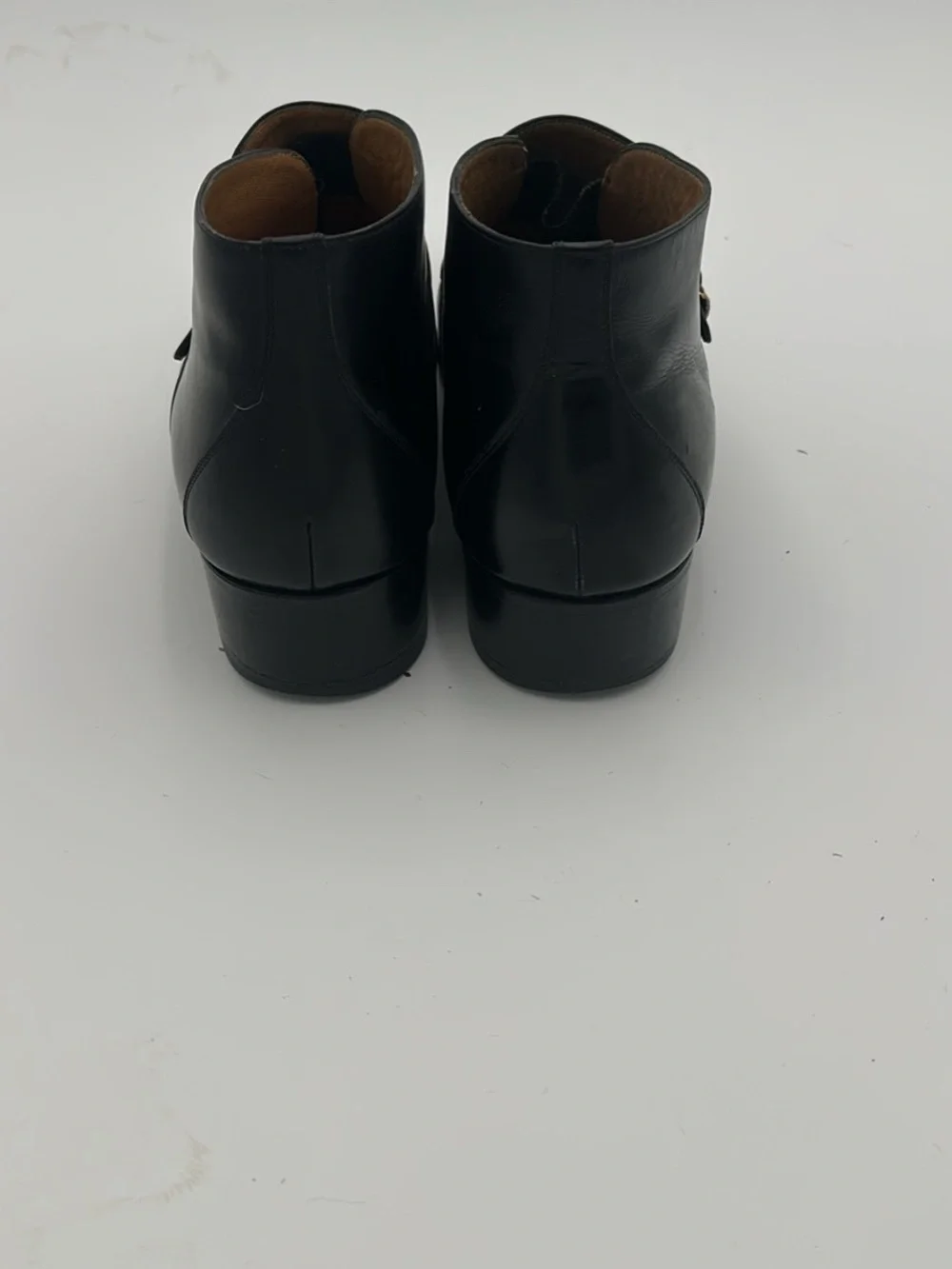 Jean Pierre Black Leather Chukka Boots with Side Buckle Detail